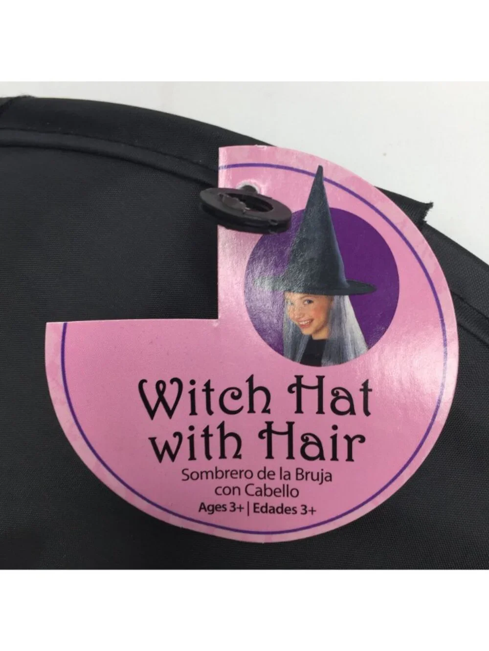 Black Witch Hat With Gray Wig Attached Halloween Costume Accessory For Adults